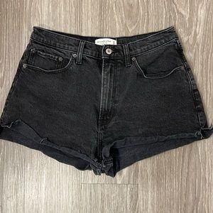 Abercrombie black denim shorts (mom short high rise)